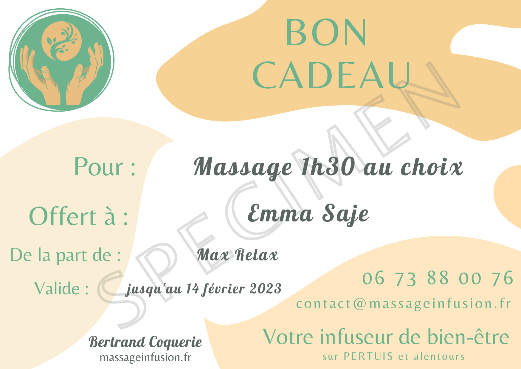Bon cadeau Massage Infusion